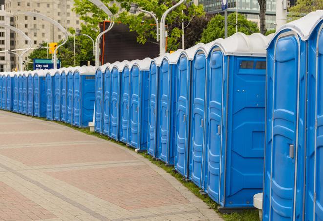 Seasonal porta potty units set up at a Somerset, Kentucky venue